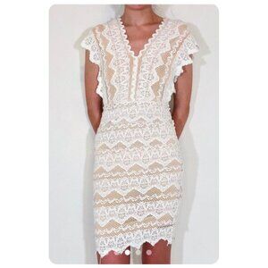 Nightcap Antoinette White Lace Bodycon Dress sz 3